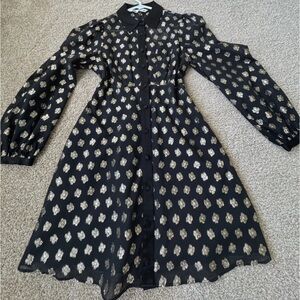 Zara Black Dress with Gold Accents